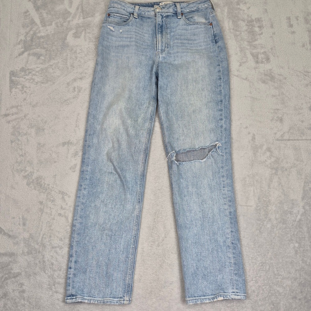 PAIGE Noella 28 High Rise Straight Jeans Montague Destructed Light Wash W4940